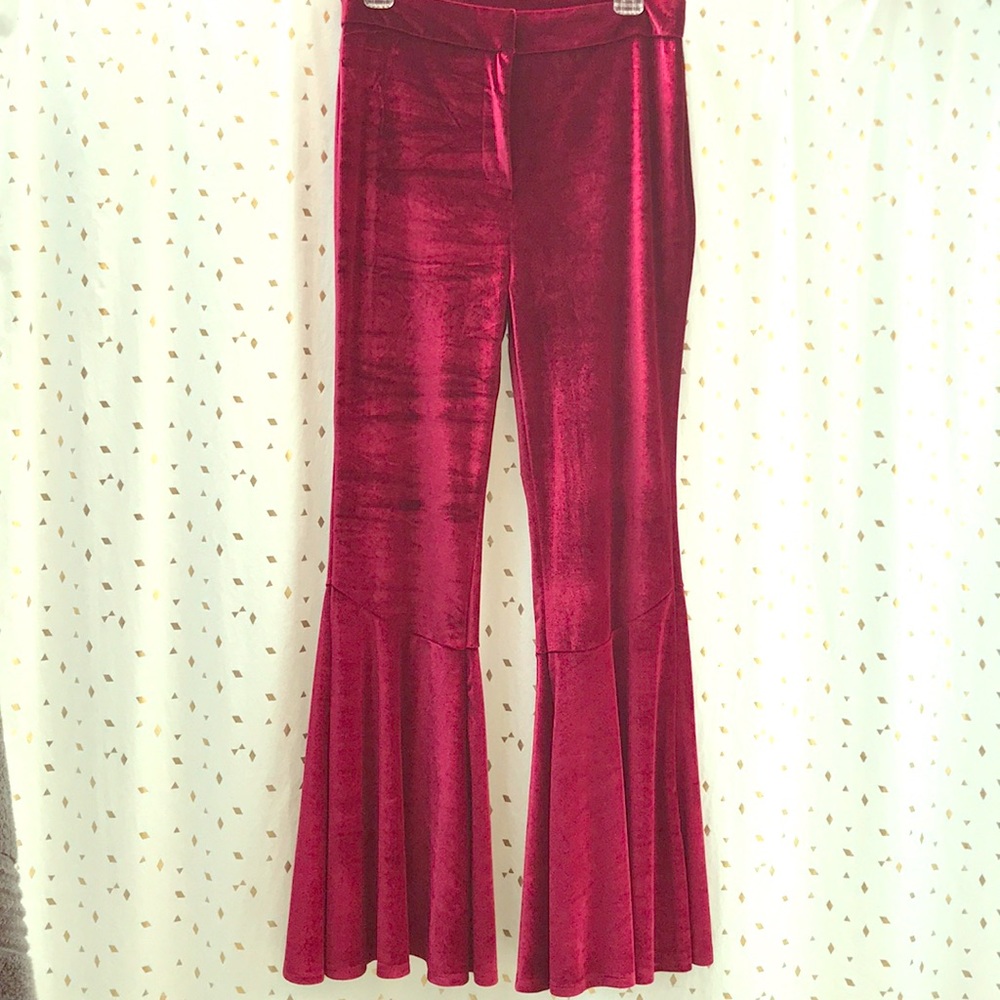 NWT Maroon Velvet Bell bottoms
